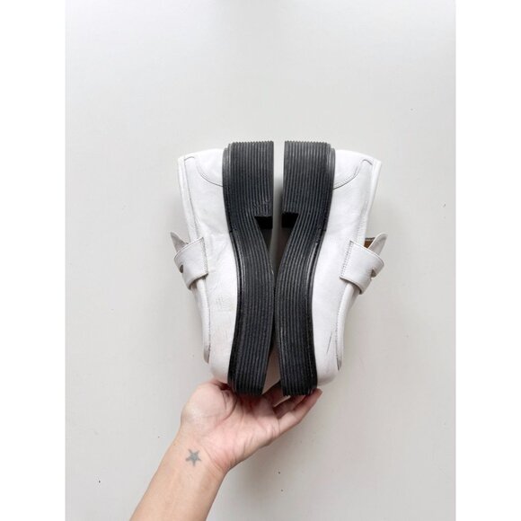 MARNI White Leather Piercing Square Toe Platform Penny Loafers, Size 36.5 - Picture 11 of 16